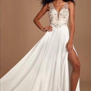 Lulus forever and ever white beaded lace dress